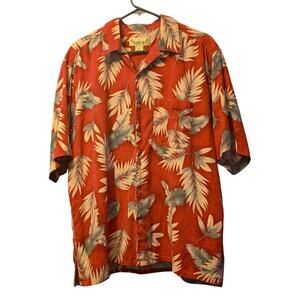 Paradise Coves leaf silk button down shirt size XL